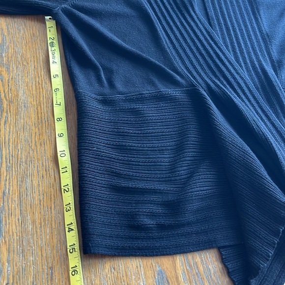 Liz Claiborne Black Open Front Cardigan Ribbed Neckline - Picture 7 of 10